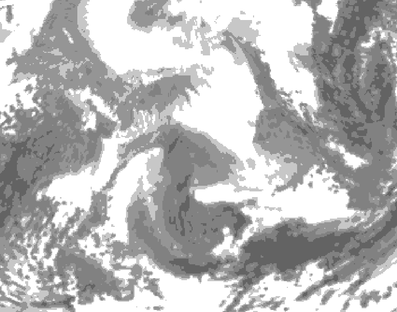 GDPS total cloud 036 hour forecast chart for Canada based on 2026/02/18 1200Z data