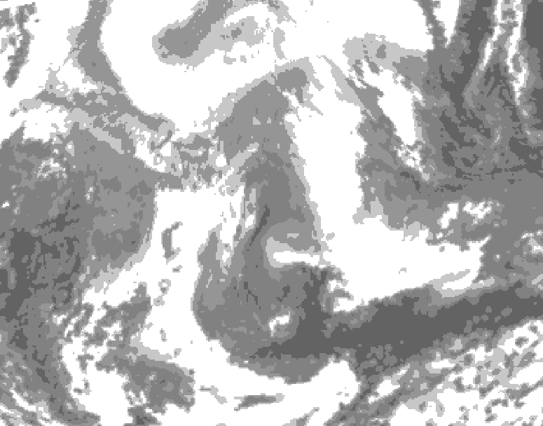 GDPS total cloud 048 hour forecast chart for Canada based on 2026/02/18 1200Z data