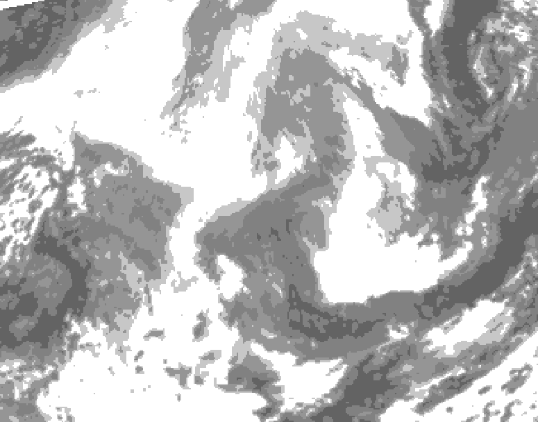 GDPS total cloud 072 hour forecast chart for Canada based on 2026/02/18 1200Z data