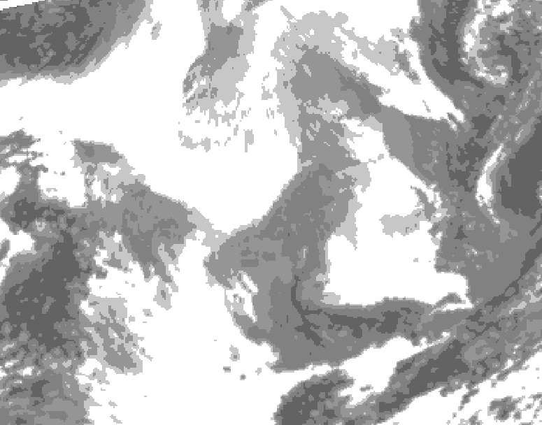 GDPS total cloud 084 hour forecast chart for Canada based on 2026/02/18 1200Z data
