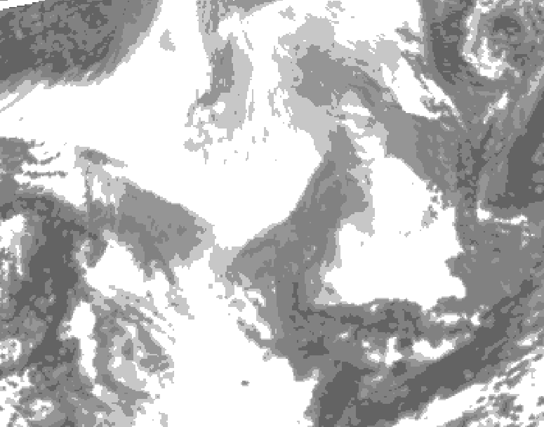 GDPS total cloud 090 hour forecast chart for Canada based on 2026/02/18 1200Z data