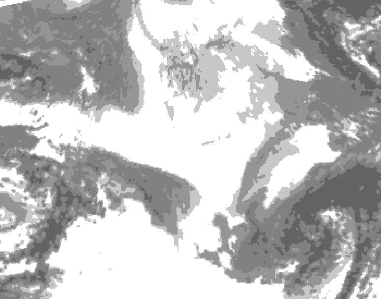 GDPS total cloud 126 hour forecast chart for Canada based on 2026/02/18 1200Z data