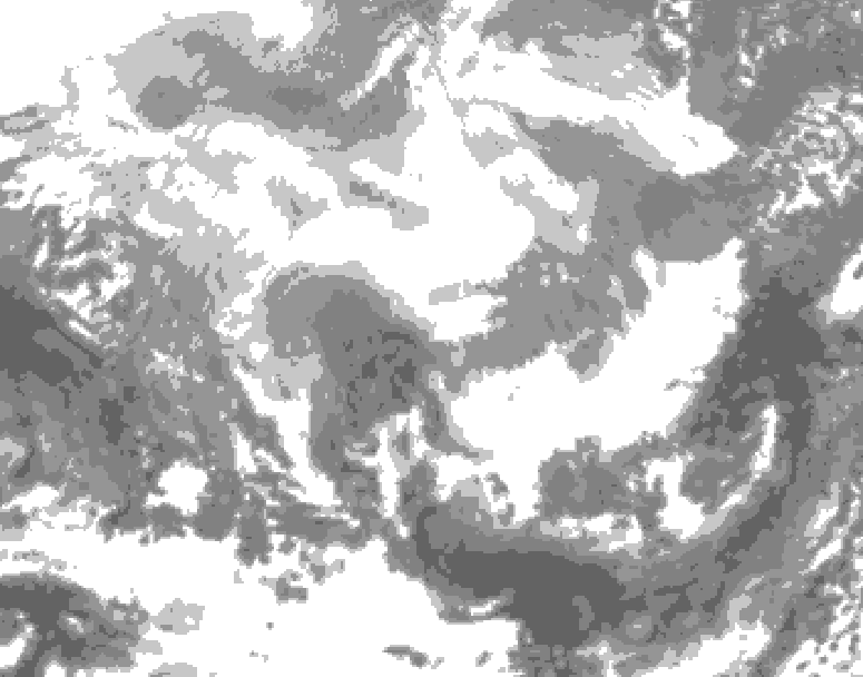 GDPS total cloud 210 hour forecast chart for Canada based on 2026/02/18 1200Z data