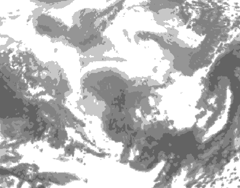 GDPS total cloud 222 hour forecast chart for Canada based on 2026/02/18 1200Z data