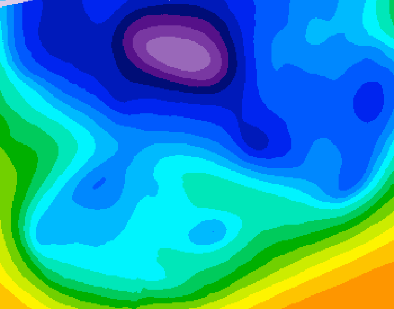 GDPS 500 millibar geopotential height 012 hour forecast chart for Canada based on 2026/02/19 0000Z data