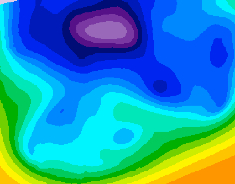 GDPS 500 millibar geopotential height 018 hour forecast chart for Canada based on 2026/02/19 0000Z data