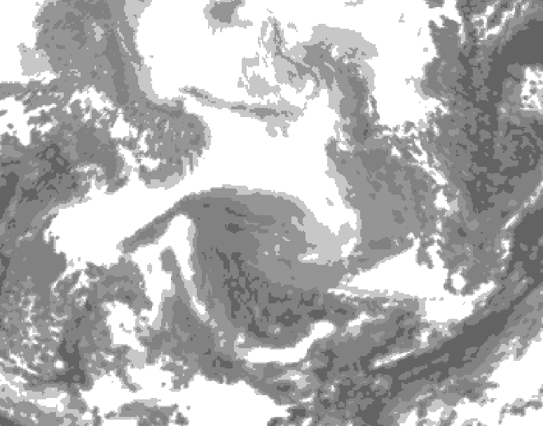 GDPS total cloud 012 hour forecast chart for Canada based on 2026/02/19 0000Z data