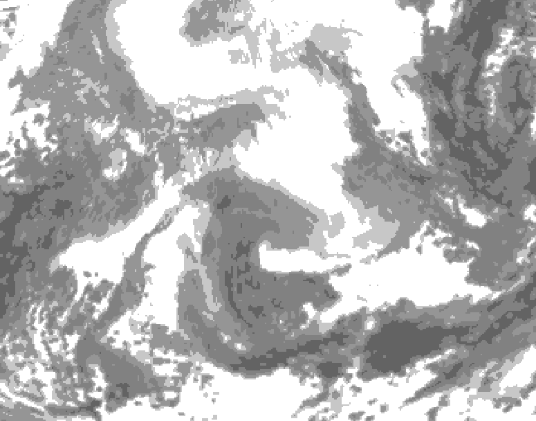 GDPS total cloud 024 hour forecast chart for Canada based on 2026/02/19 0000Z data