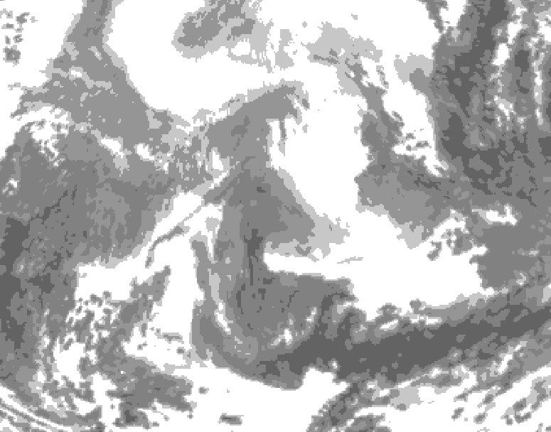 GDPS total cloud 030 hour forecast chart for Canada based on 2026/02/19 0000Z data