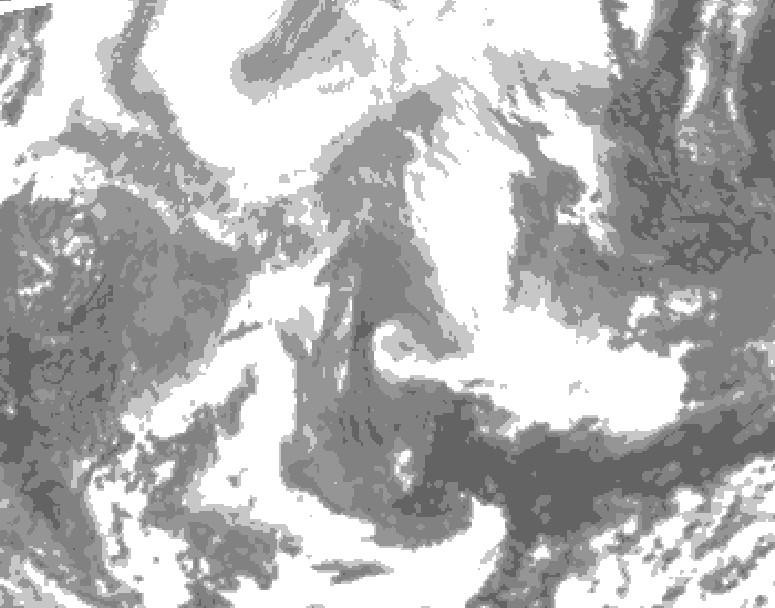 GDPS total cloud 036 hour forecast chart for Canada based on 2026/02/19 0000Z data
