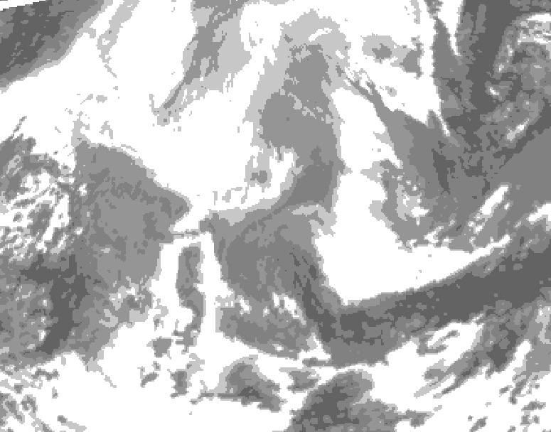 GDPS total cloud 054 hour forecast chart for Canada based on 2026/02/19 0000Z data