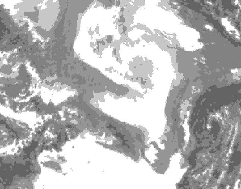 GDPS total cloud 126 hour forecast chart for Canada based on 2026/02/19 0000Z data