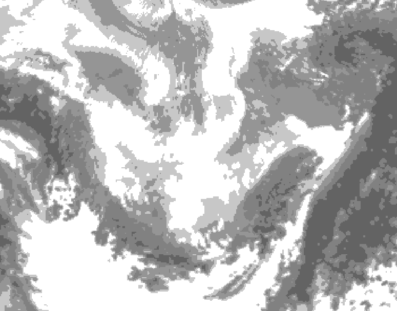 GDPS total cloud 222 hour forecast chart for Canada based on 2026/02/19 0000Z data