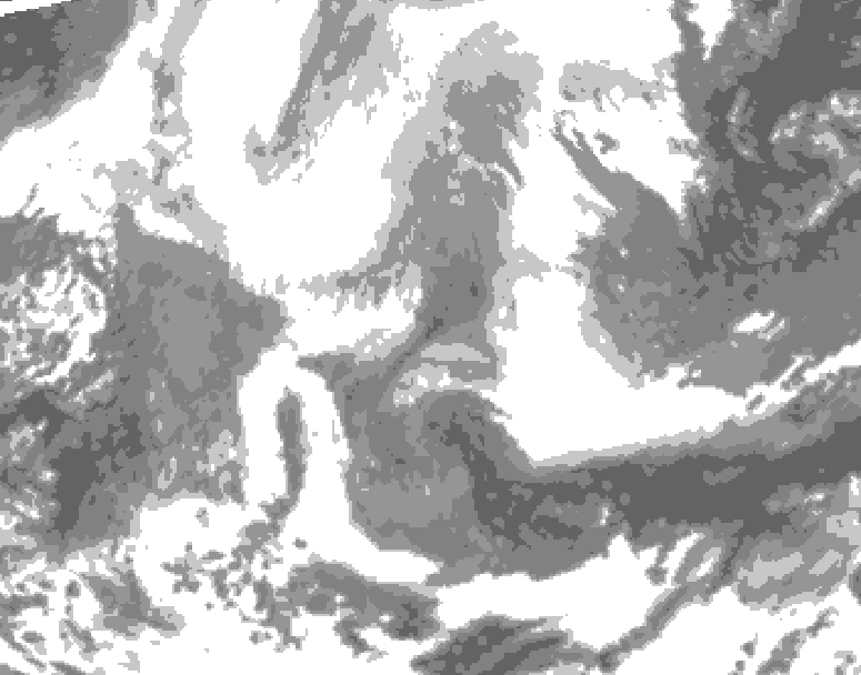 GDPS total cloud 036 hour forecast chart for Canada based on 2026/02/19 1200Z data