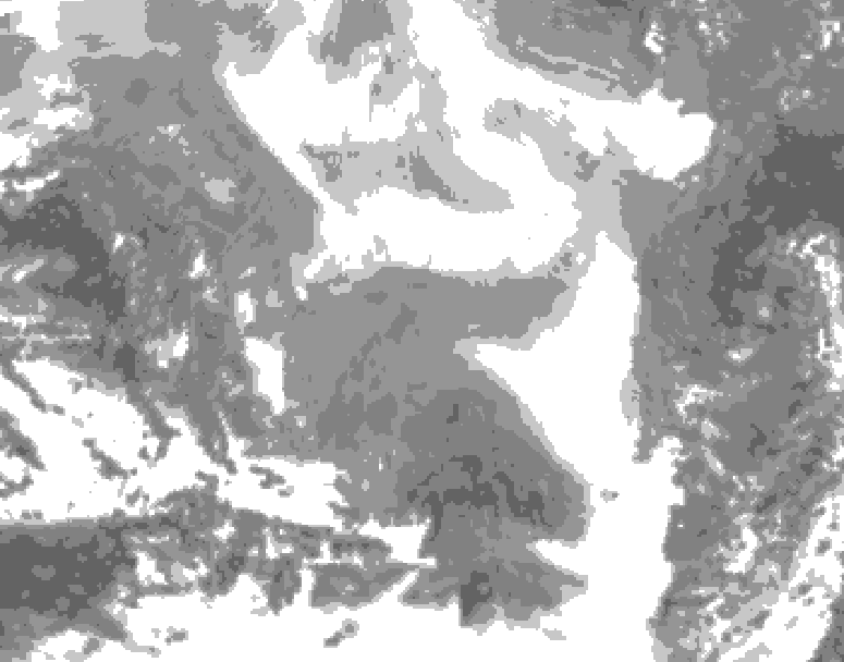 GDPS total cloud 132 hour forecast chart for Canada based on 2026/02/19 1200Z data