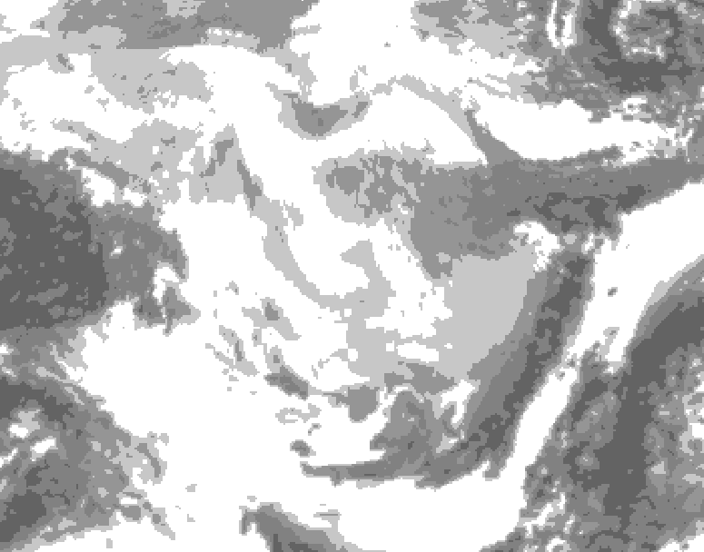 GDPS total cloud 222 hour forecast chart for Canada based on 2026/02/20 1200Z data