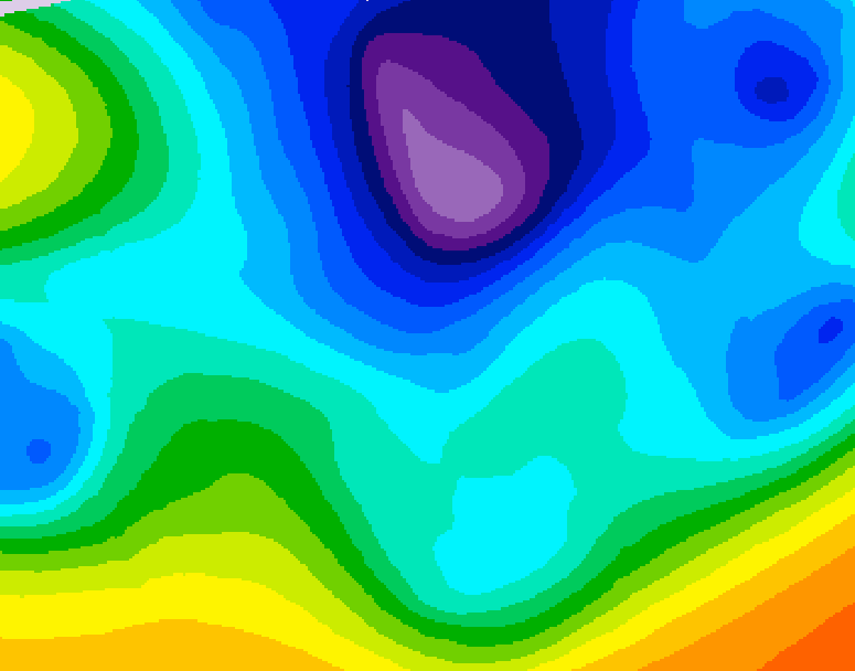 GDPS 500 millibar geopotential height 030 hour forecast chart for Canada based on 2026/02/21 0000Z data