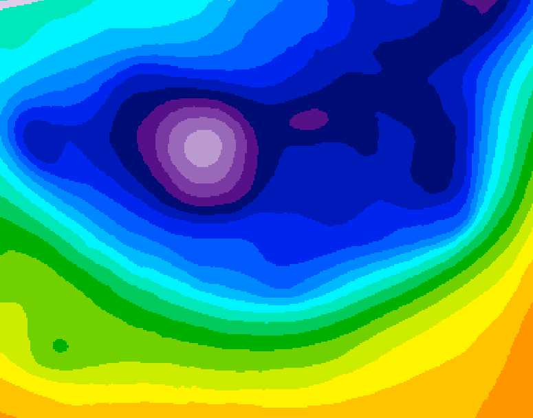 GDPS 500 millibar geopotential height 222 hour forecast chart for Canada based on 2026/02/21 0000Z data