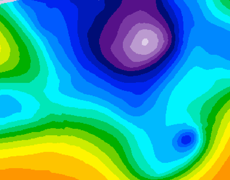 GDPS 500 millibar geopotential height 048 hour forecast chart for Canada based on 2026/02/21 1200Z data