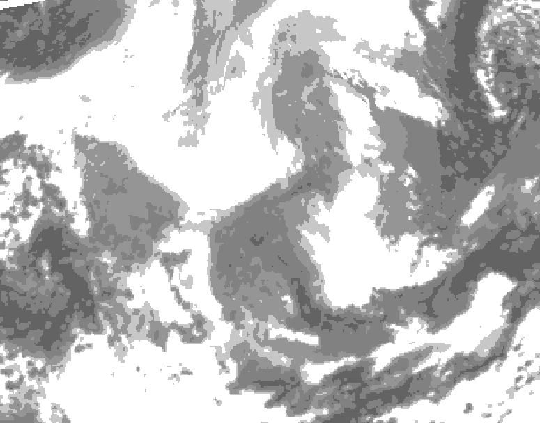 GDPS total cloud 012 hour forecast chart for Canada based on 2026/02/21 0000Z data