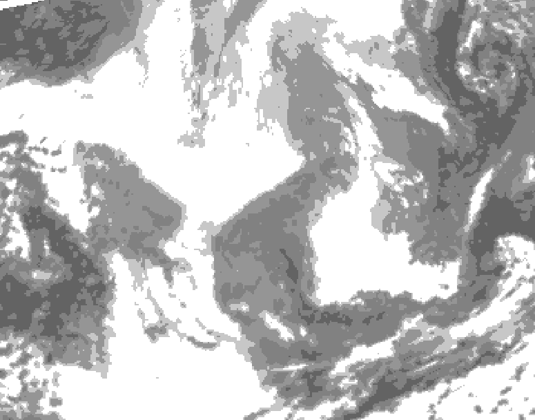 GDPS total cloud 018 hour forecast chart for Canada based on 2026/02/21 0000Z data