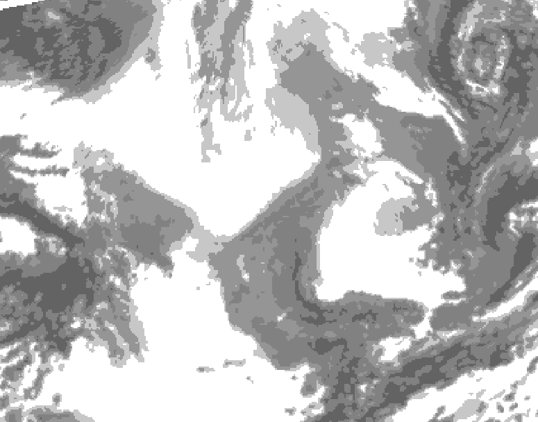 GDPS total cloud 024 hour forecast chart for Canada based on 2026/02/21 0000Z data