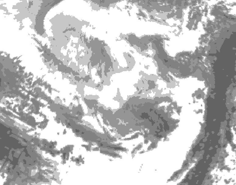 GDPS total cloud 180 hour forecast chart for Canada based on 2026/02/21 0000Z data
