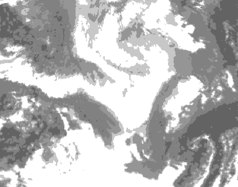 GDPS total cloud 048 hour forecast chart for Canada based on 2026/02/21 1200Z data