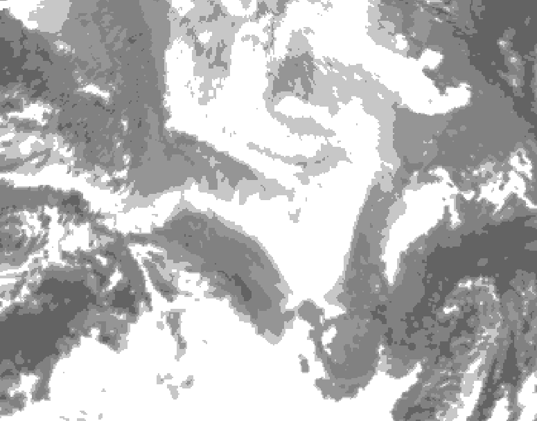 GDPS total cloud 054 hour forecast chart for Canada based on 2026/02/21 1200Z data