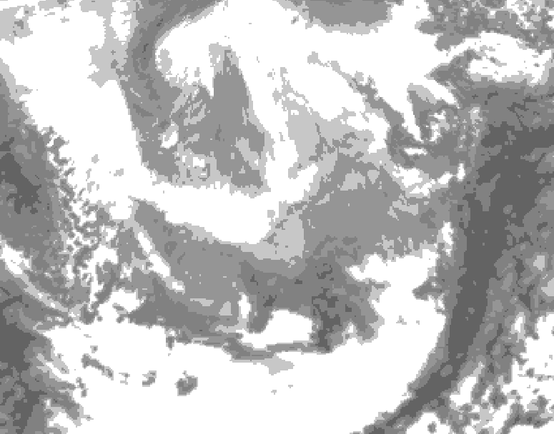 GDPS total cloud 150 hour forecast chart for Canada based on 2026/02/21 1200Z data