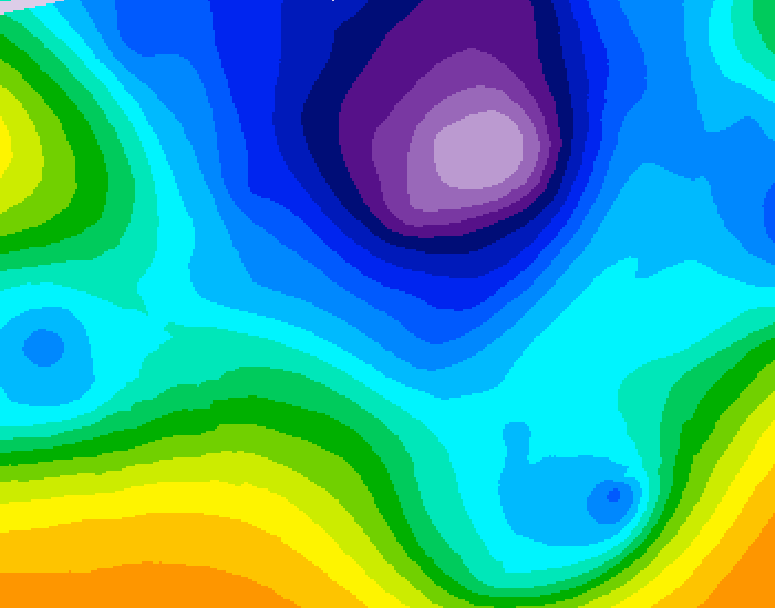 GDPS 500 millibar geopotential height 018 hour forecast chart for Canada based on 2026/02/22 1200Z data