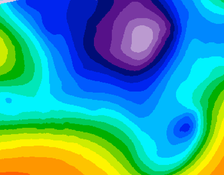 GDPS 500 millibar geopotential height 030 hour forecast chart for Canada based on 2026/02/22 1200Z data