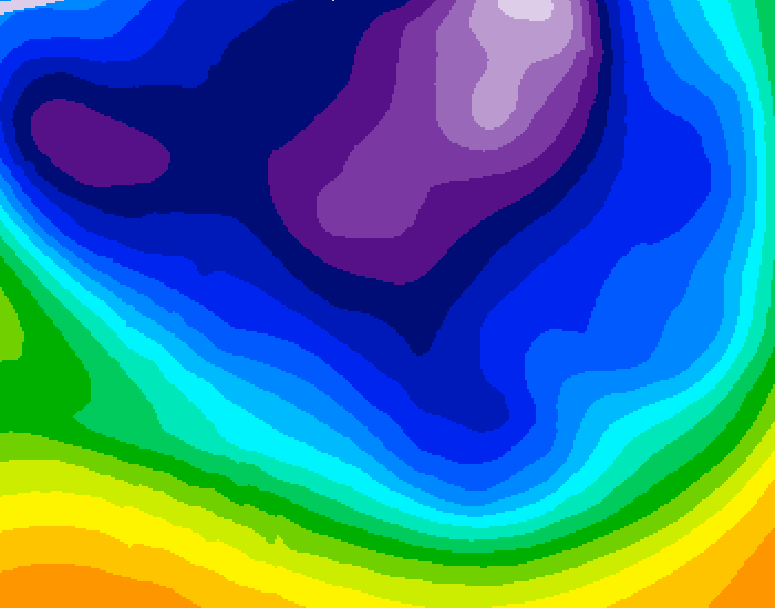 GDPS 500 millibar geopotential height 072 hour forecast chart for Canada based on 2026/02/22 1200Z data