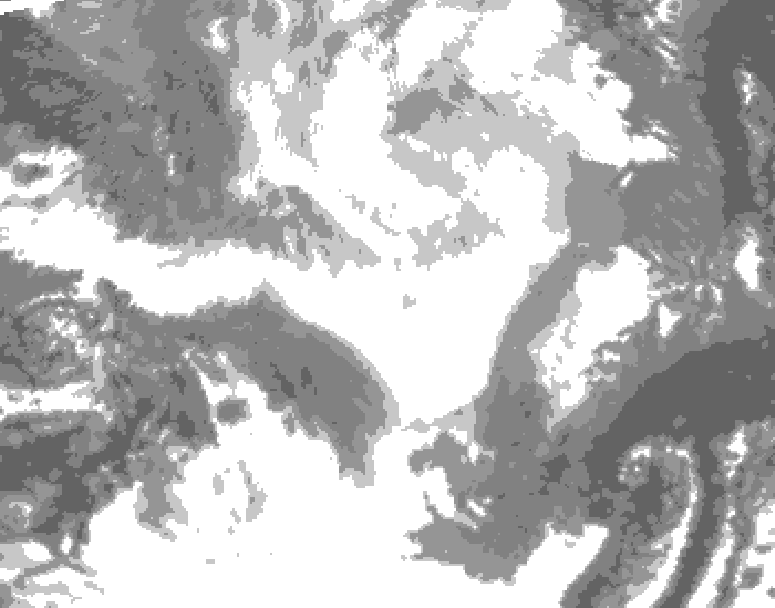 GDPS total cloud 036 hour forecast chart for Canada based on 2026/02/22 0000Z data