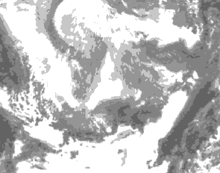 GDPS total cloud 144 hour forecast chart for Canada based on 2026/02/22 0000Z data
