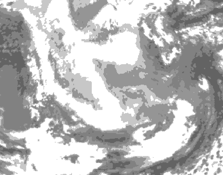 GDPS total cloud 234 hour forecast chart for Canada based on 2026/02/22 0000Z data