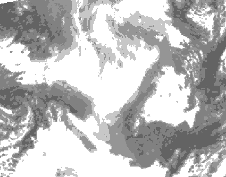 GDPS total cloud 006 hour forecast chart for Canada based on 2026/02/22 1200Z data