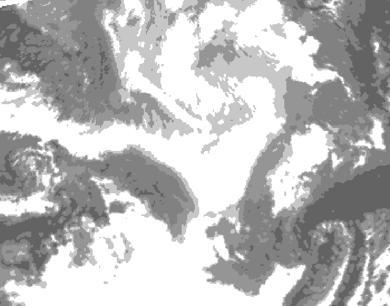 GDPS total cloud 024 hour forecast chart for Canada based on 2026/02/22 1200Z data
