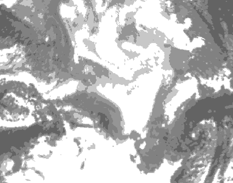 GDPS total cloud 030 hour forecast chart for Canada based on 2026/02/22 1200Z data