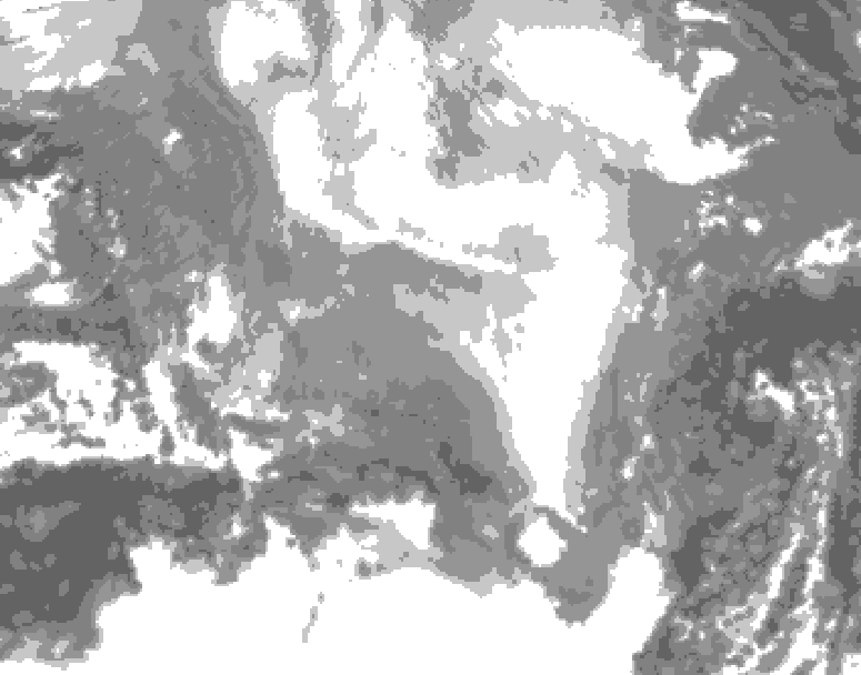 GDPS total cloud 042 hour forecast chart for Canada based on 2026/02/22 1200Z data