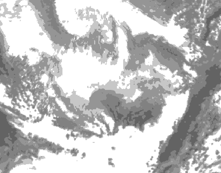 GDPS total cloud 132 hour forecast chart for Canada based on 2026/02/22 1200Z data