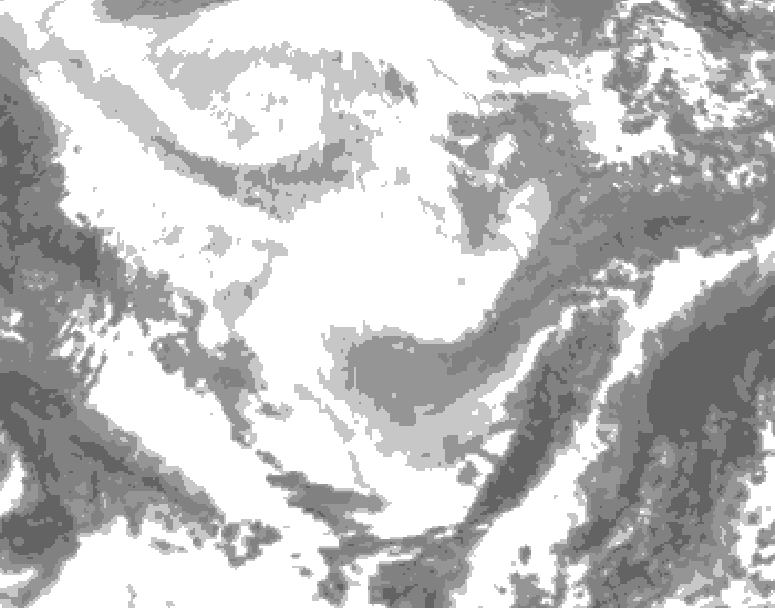 GDPS total cloud 162 hour forecast chart for Canada based on 2026/02/22 1200Z data