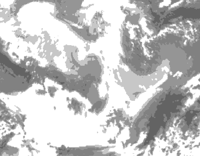 GDPS total cloud 222 hour forecast chart for Canada based on 2026/02/22 1200Z data