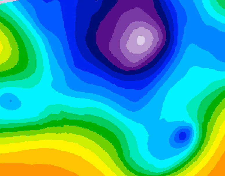 GDPS 500 millibar geopotential height 012 hour forecast chart for Canada based on 2026/02/23 0000Z data