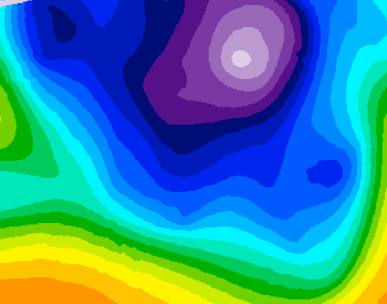 GDPS 500 millibar geopotential height 036 hour forecast chart for Canada based on 2026/02/23 0000Z data