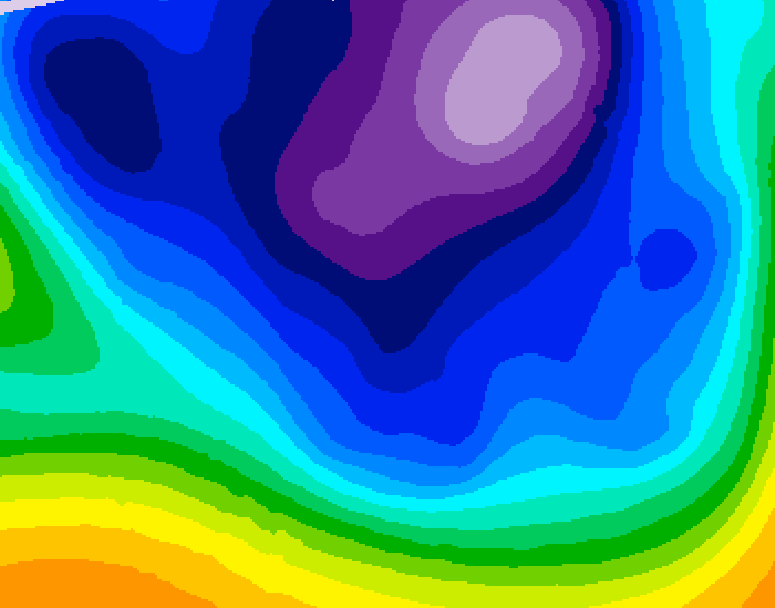 GDPS 500 millibar geopotential height 048 hour forecast chart for Canada based on 2026/02/23 0000Z data
