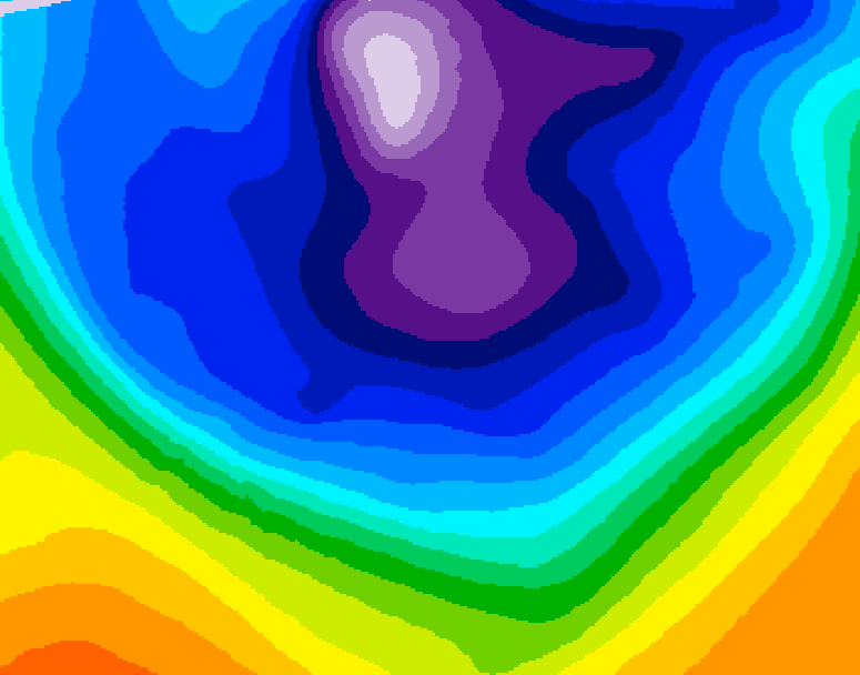 GDPS 500 millibar geopotential height 102 hour forecast chart for Canada based on 2026/02/23 0000Z data
