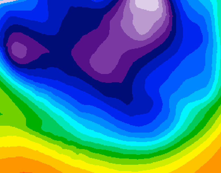 GDPS 500 millibar geopotential height 054 hour forecast chart for Canada based on 2026/02/23 1200Z data