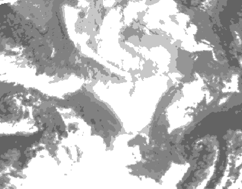 GDPS total cloud 012 hour forecast chart for Canada based on 2026/02/23 0000Z data
