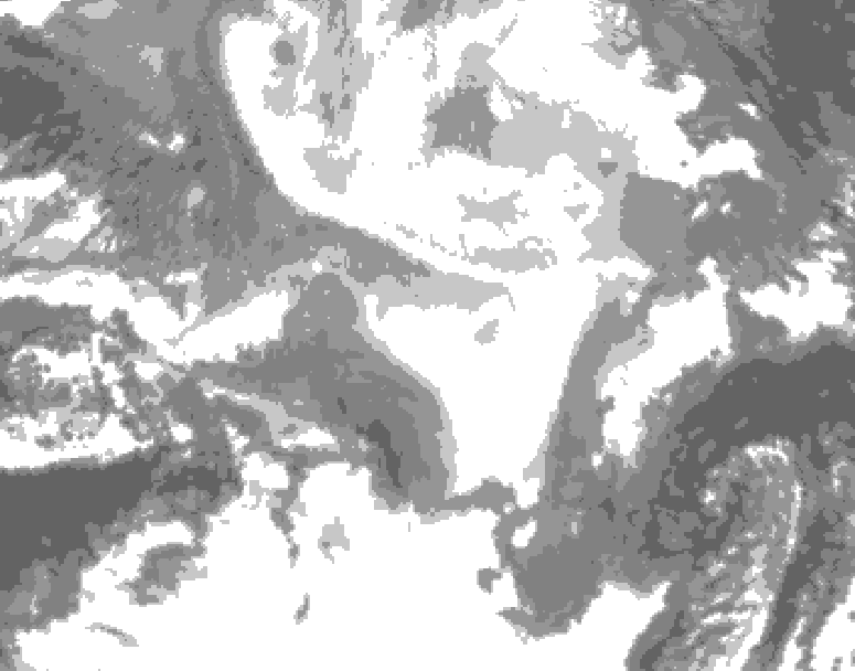 GDPS total cloud 018 hour forecast chart for Canada based on 2026/02/23 0000Z data